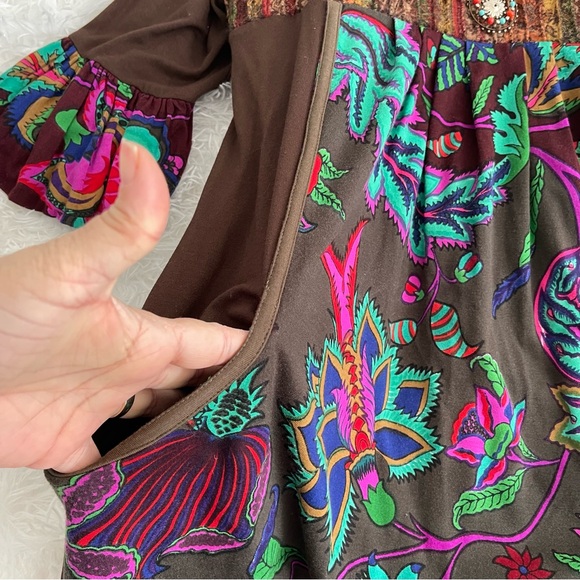 ANTHROPOLOGIE RITU KUMAR Floral Boho Dress Woman’s 3 (Medium) Elbow Sleeve - Picture 7 of 10